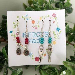 NWT Silver Earrings, Key Earrings, Bird Earrings